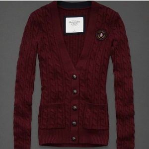 Abercrombie & Fitch maroon cardigan sweater—medium